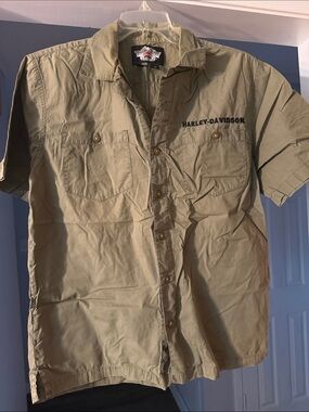 Harley-Davidson Olive Green Short Sleeve Button-Up Shirt